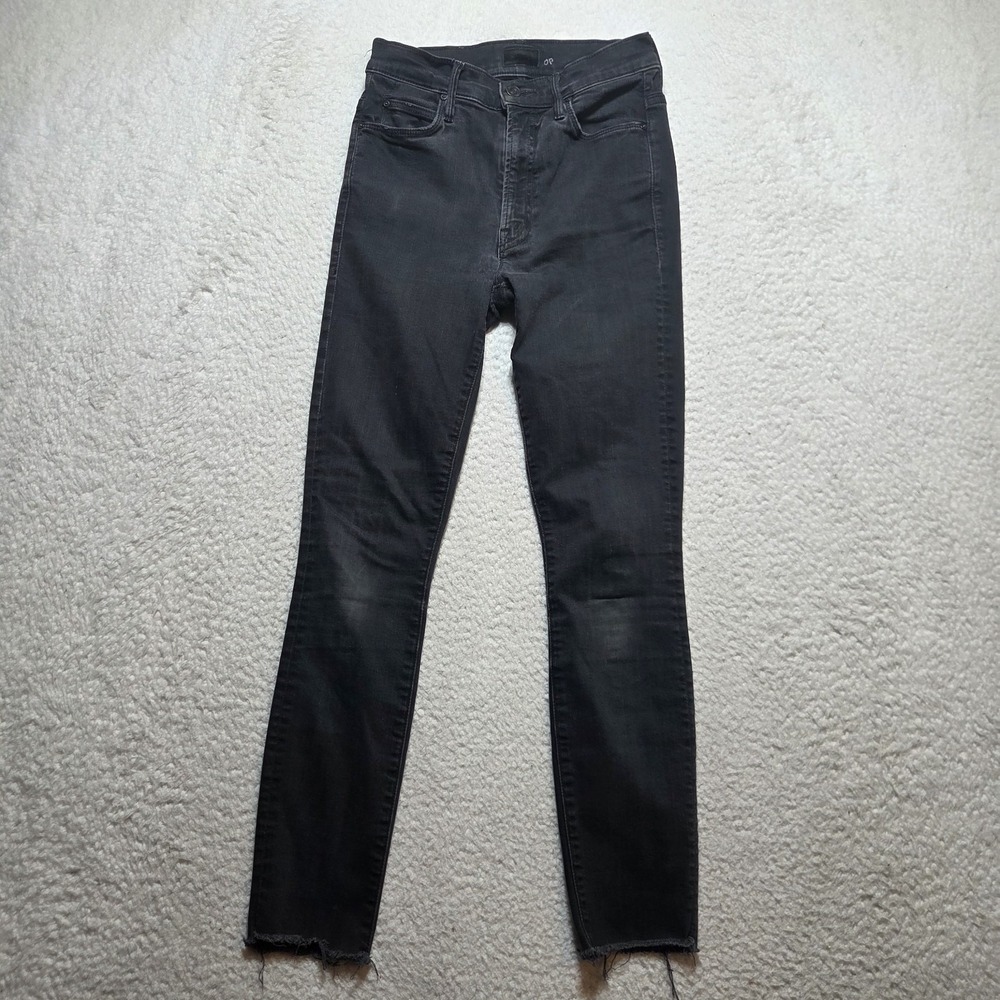 MOTHER Stunner Zip Ankle Step Fray Jeans "Not Guilty" Charcoal Wash Women's 25